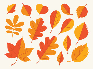 Obraz premium Autumn Leaves Falling Isolated on White Background Vector Design