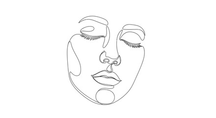 Ethereal single line drawing of a serene human face evoking minimalist artistry