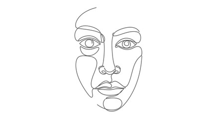 Minimalist continuous line art of a human face, symbolizing modern elegance and simplicity in