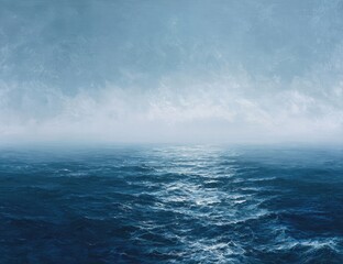 Fototapeta premium Vast, moody sea under a hazy sky