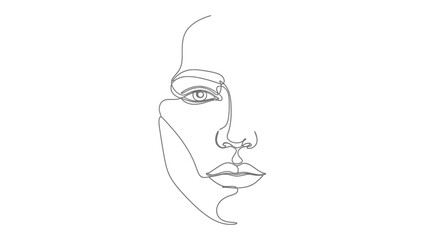 Elegant minimalistic face illustration created with a continuous single line drawing style