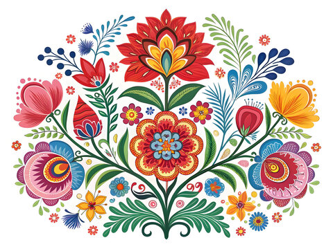 Vibrant Polish Folk Paper Cut Floral Design folk art flowers
