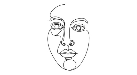 Continuous line artistry: A captivating representation of human visage in monochrome