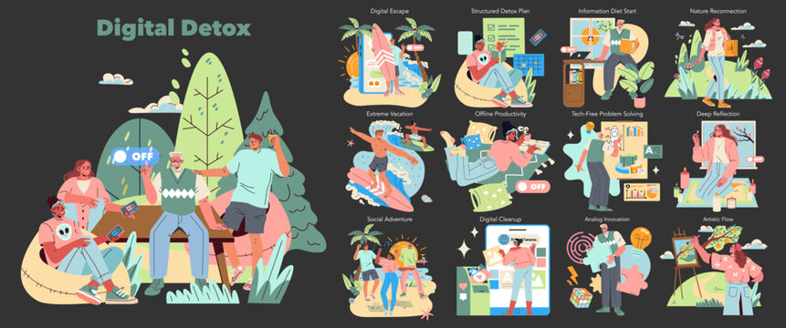 Digital Detox. Flat Vector Illustration