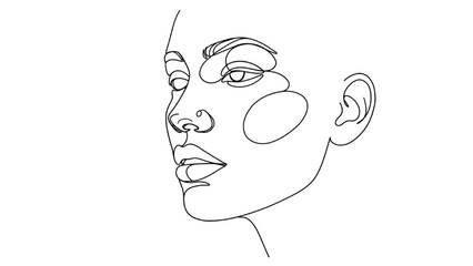 Minimalist line drawing of elegant female face profile in black and white modern abstract continuous line art contemporary wall decor digital artwork exploring simplicity identity and femininity