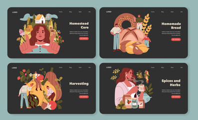 Fototapeta premium Charming Vector Illustrations of Homesteading Concepts