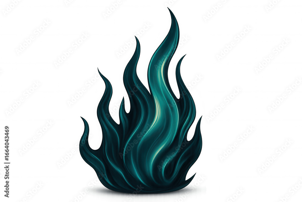 Poster vibrant turquoise flame flickering with ethereal intensity, illuminating transparent space for dynam