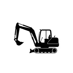 Naklejka premium Mini Excavator, a Simple Silhouetted Icon