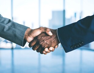 Business handshake in modern office