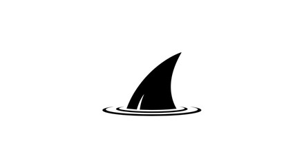 Fototapeta premium Iconic shark fin silhouette emerging ominously from the ocean's surface with stylized water rings