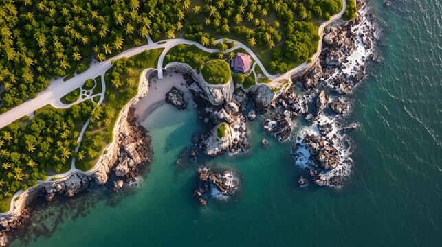 Aerial photo The Nature Conservancy Blowing Rocks Preserve Jupiter Island FL circa 2023