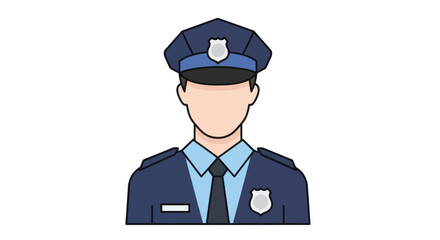 Cartoon police officer character in uniform showcases law enforcement figure