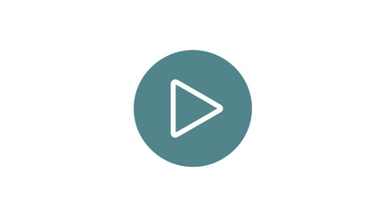Minimalist teal play button on white background for multimedia interfaces design