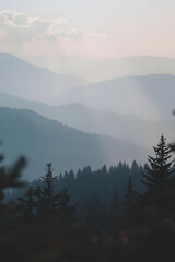 Obraz premium Dreamy Misty Mountain Layers
