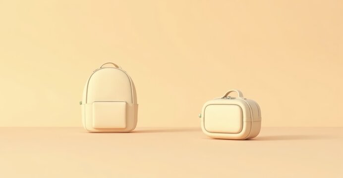 Stylish cream backpacks displayed on a soft beige background highlighting modern design for travel and school use