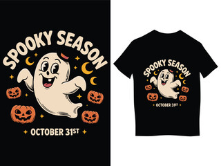 Fototapeta premium Spooky Season Ghost Halloween T-Shirt Design