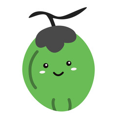 coconut fruit cute doodle illustration