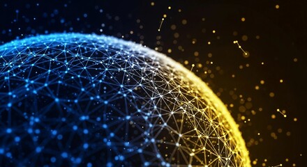 Abstract globe with connected dots for technology or science concept