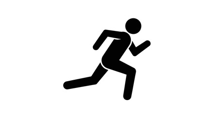 Dynamic depiction of a stick figure running vigorously on a clean white background