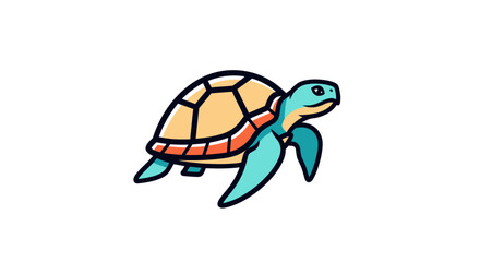 Cartoon sea turtle illustration with vibrant colors and clear design elements