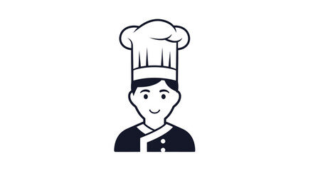 Stylized chef icon with toque and uniform against a clean white background ready for culinary