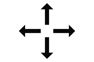 black straight arrow icon collecction upward, downward, leftward, rightward directions for app, web, and UI
