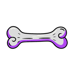 Cartoon bone with purple shadow isolated on transparent background