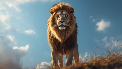 Majestic African Lion King under a Sky