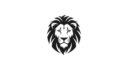 Majestic Lion Portrait: A Striking Black and White Logo Embodying Strength and Elegance