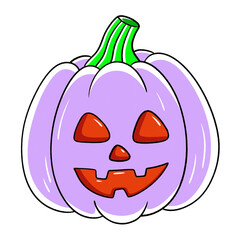 Purple jack o lantern pumpkin isolated on transparent background