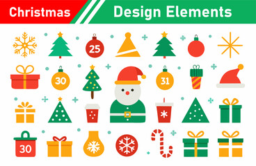 Festive Christmas Design Elements A Collection of Holiday Icons and Decorations