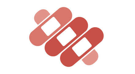 Minimalist composition showcasing adhesive bandages in shades of coral and white