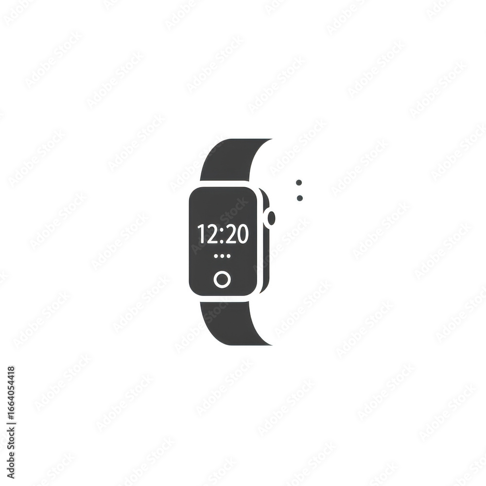 Poster smartwatch displaying time isolated on transparent background