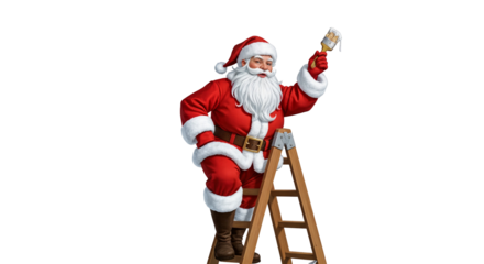 Santa on Ladder: Handy Helper in Red Suit