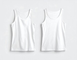 Two white tank tops laid flat