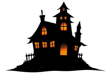  Spooky Halloween Haunted House Silhouette
