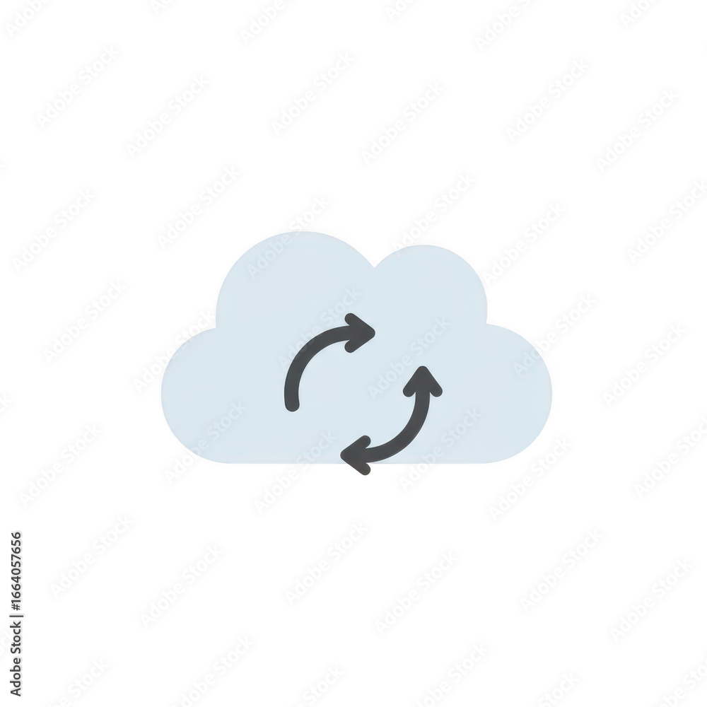 Poster cloud with two arrows in circular motion isolated on transparent background