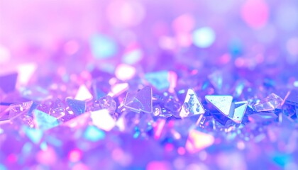 Abstract Background of Prismatic Shards with Bokeh Effect and Elegant Soft Spectrum Glints in Purple and Pink Hues