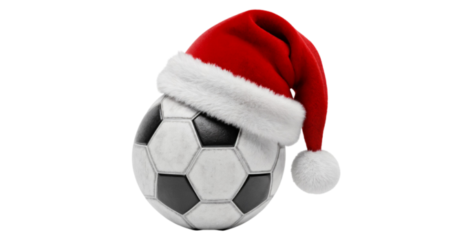 Santa Hat on Classic Soccer Ball