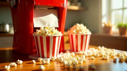 Multiple buckets of popcorn display