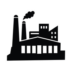 Obraz premium industrial-factory-silhouette, power-plant-outline, factory-building-icon, industry-smokestack-shape,