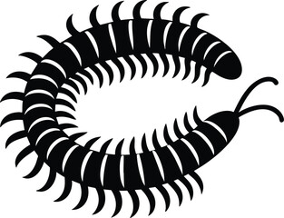 Dangerous centipedes insect silhouette vector illustration isolated on white background