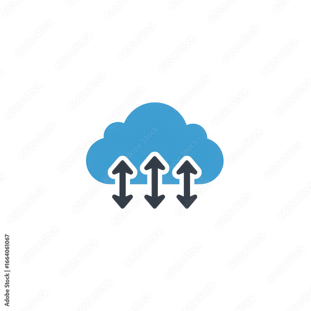 Poster cloud with arrows pointing up and down isolated on transparent background