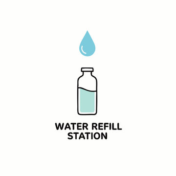 This sleek, minimalist water refill station sign provides clear, contemporary instructions for modern office environments, enhancing user experience and corporate branding.