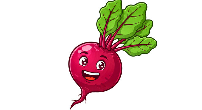 T&iacute;tulo: Alegre personagem de beterraba em cartoon isolado sobre fundo branco