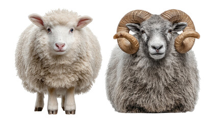 Fototapeta premium Isolated Sheep and Ram on Transparent Background for Creative Projects