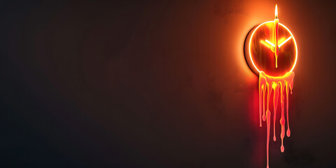 Glowing red symbol with dripping effect on dark background
