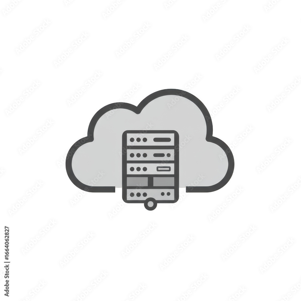 Poster cloud computing server data center icon isolated on transparent background