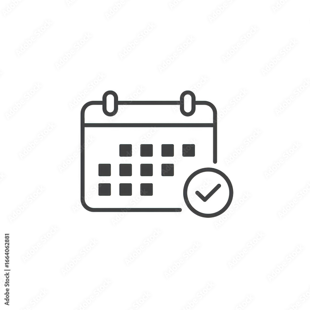 Poster calendar with check mark icon isolated on transparent background