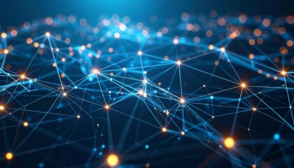 Abstract network of interconnected nodes and lines representing data flow and connectivity.